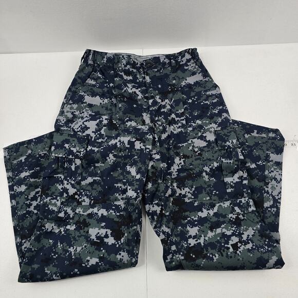 American Apparel Navy Digital Patter Pants small-short blue 27-31